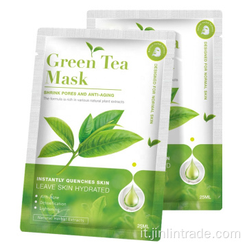 Sbiancamento all&#39;ingrosso della maschera del foglio del viso del tè verde del tè verde idratante